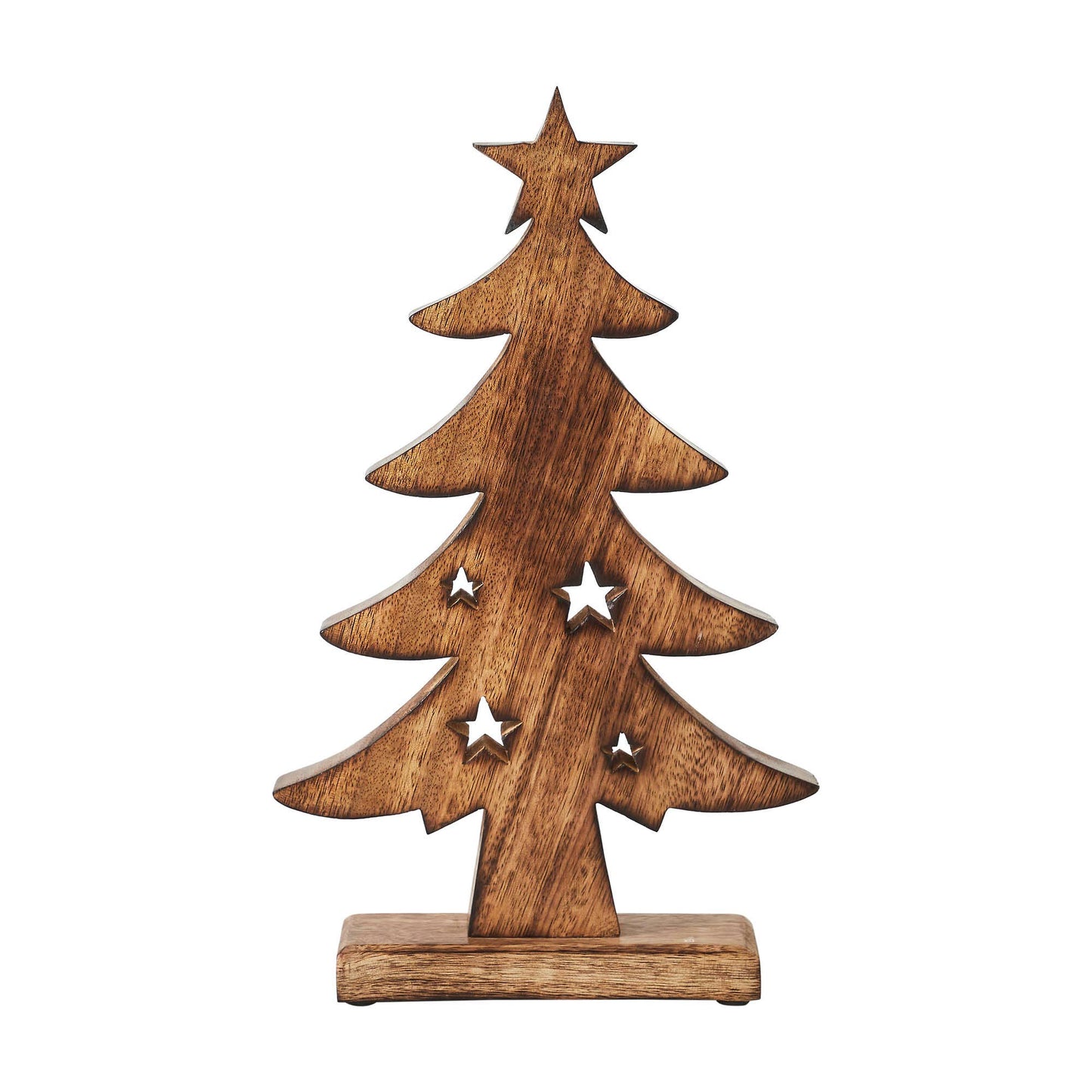 Two Toned White Natural Wooden Christmas Tree Figurine