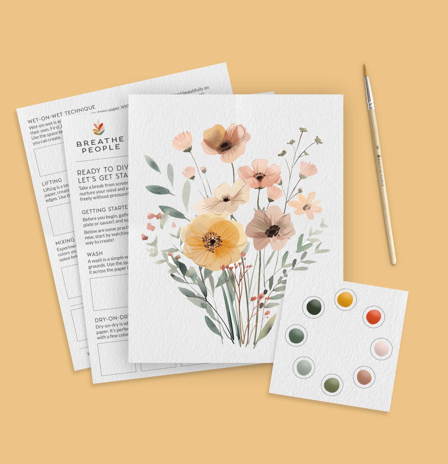 Breathe People Wildflowers All-In-One Beginner Watercolor Paint Set