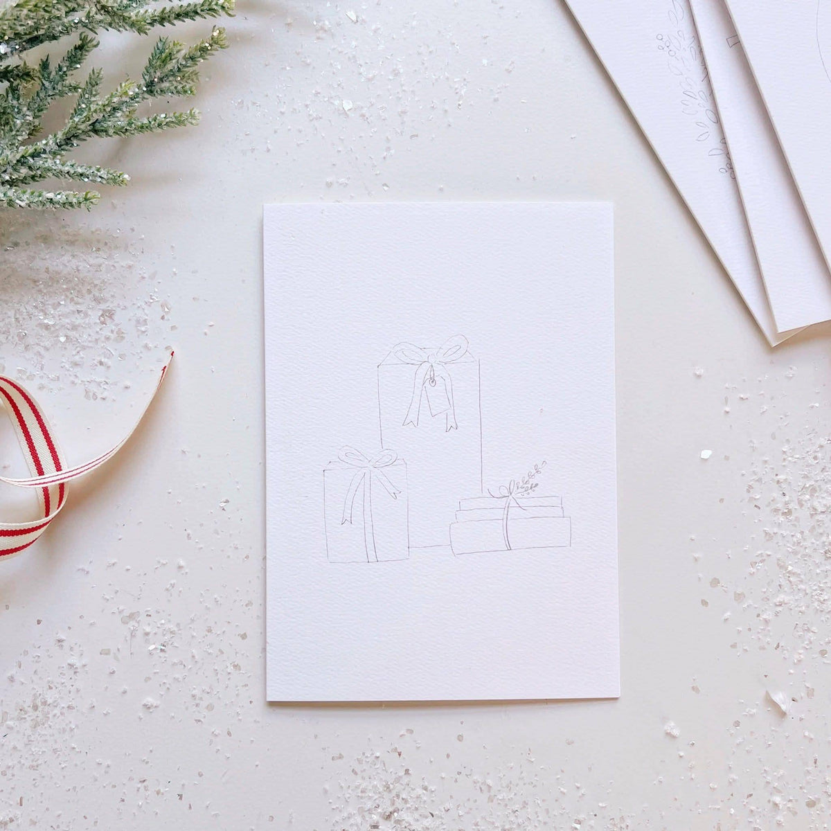Christmas Cheer Paintable Watercolor Notecard Set of 8- Emily Lex Studio