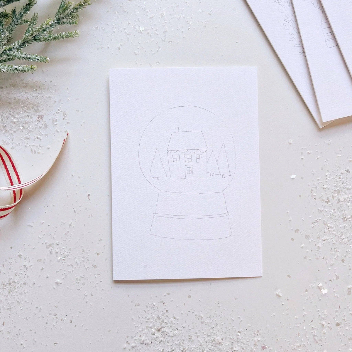 Christmas Cheer Paintable Watercolor Notecard Set of 8- Emily Lex Studio