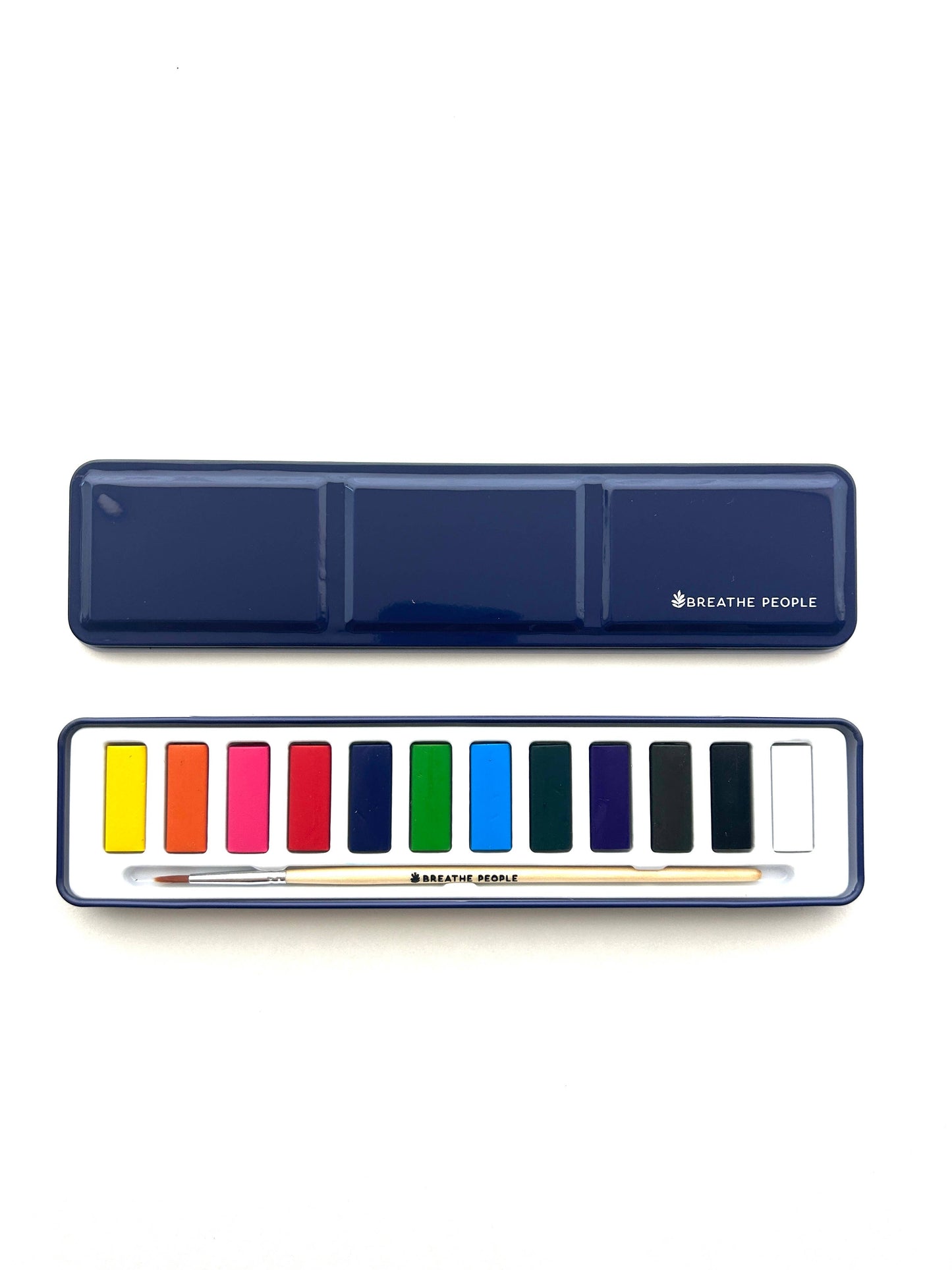 Breathe People Watercolor Set- 12 Artist Grade Color Tin + Wood Paintbrush