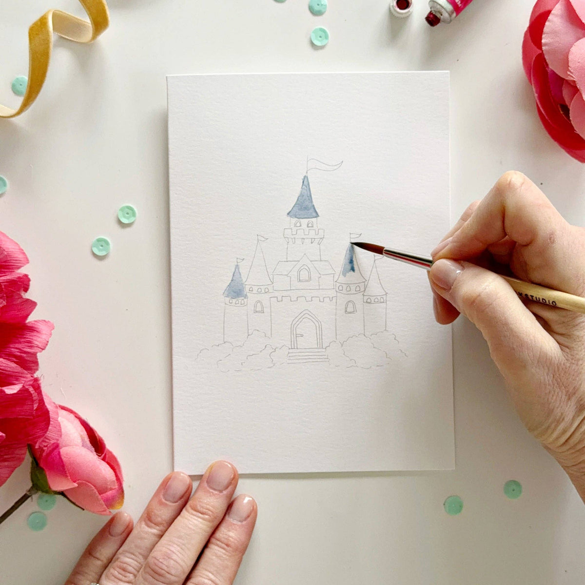 Fairytale Paintable Watercolor Notecard Set of 8- Emily Lex Studio