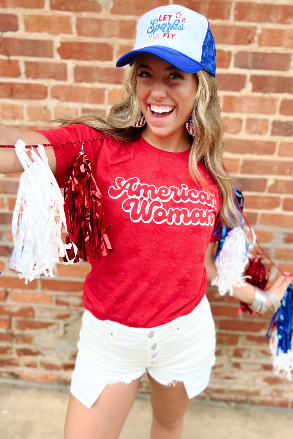 $15 SALE!  American Woman Stars Tee in Red