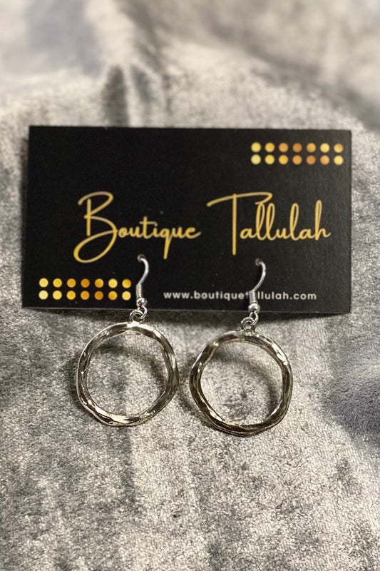 Hammered Silver Circle Dangle Earrings