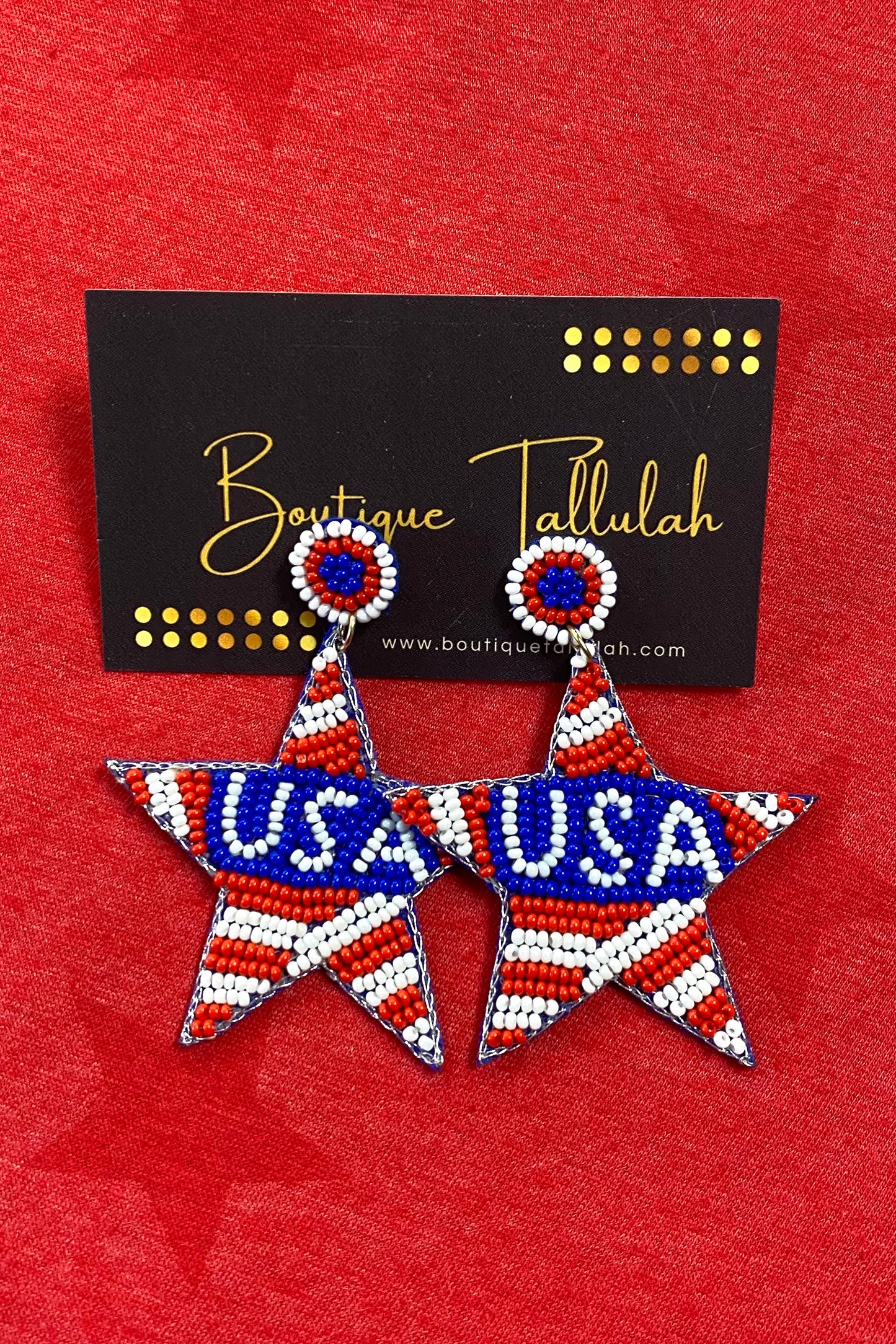 Beaded U.S.A. Star Earrings