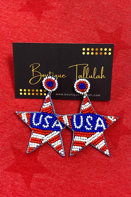 Beaded U.S.A. Star Earrings