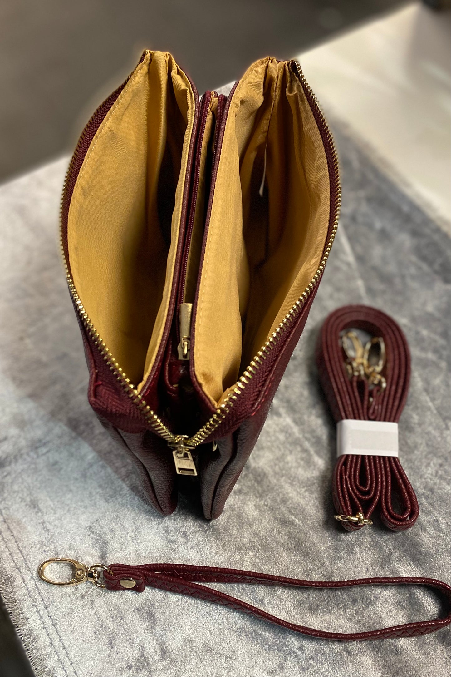 Soft Pebbled Faux Leather Purse in Wine