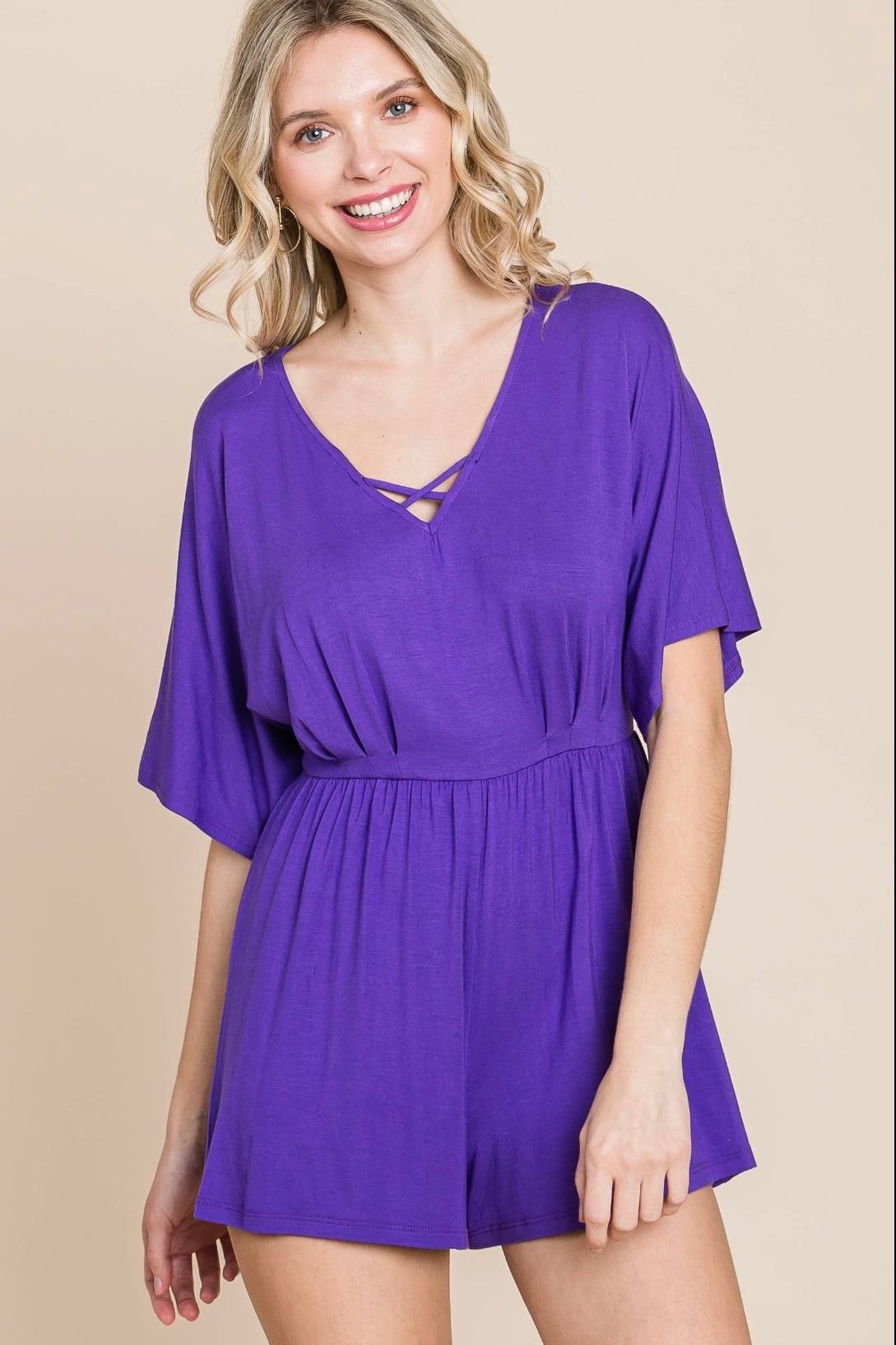 $15.50 SALE!  Purple Short Sleeve Romper