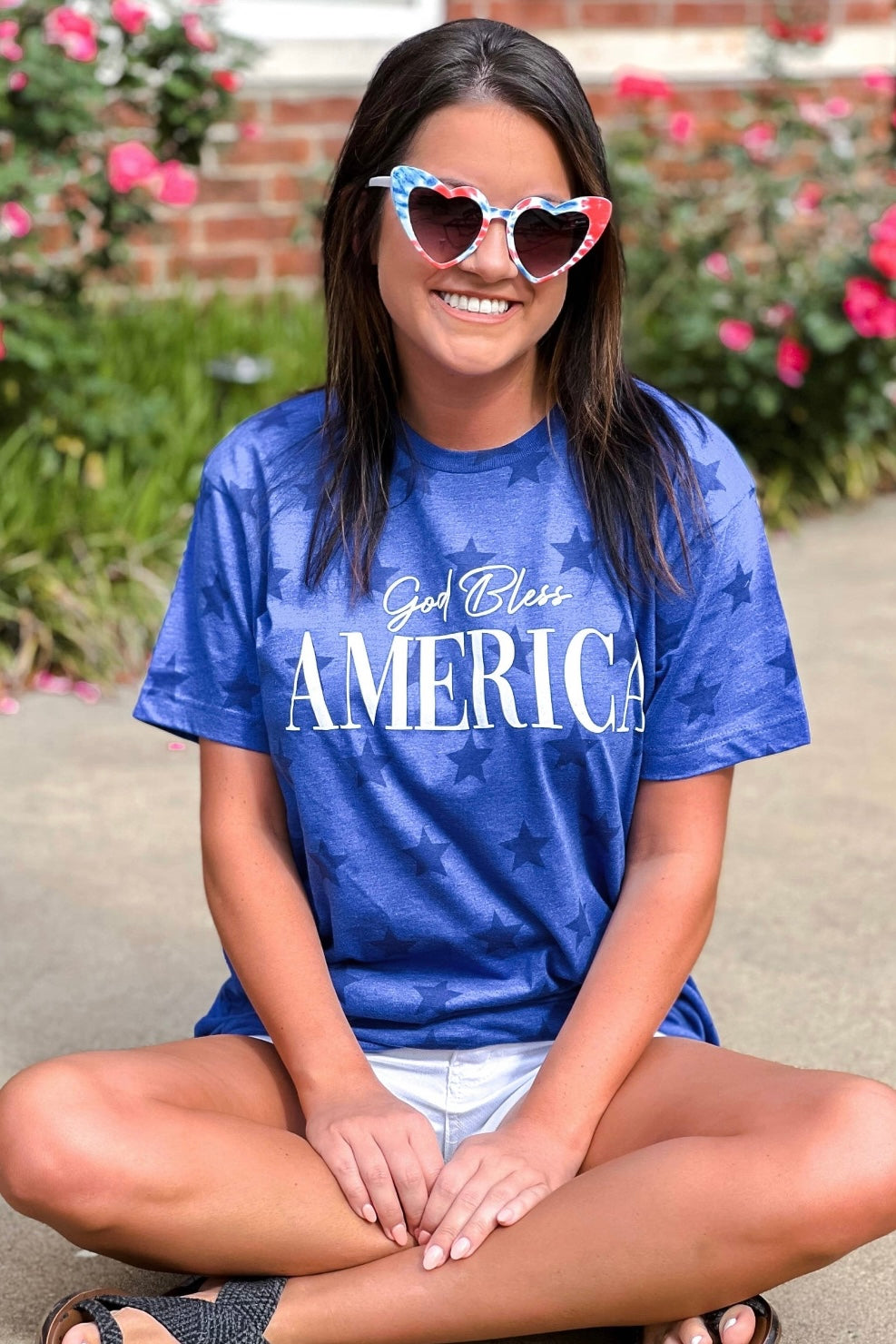 $15 SALE!  God Bless America Tee in Blue Stars