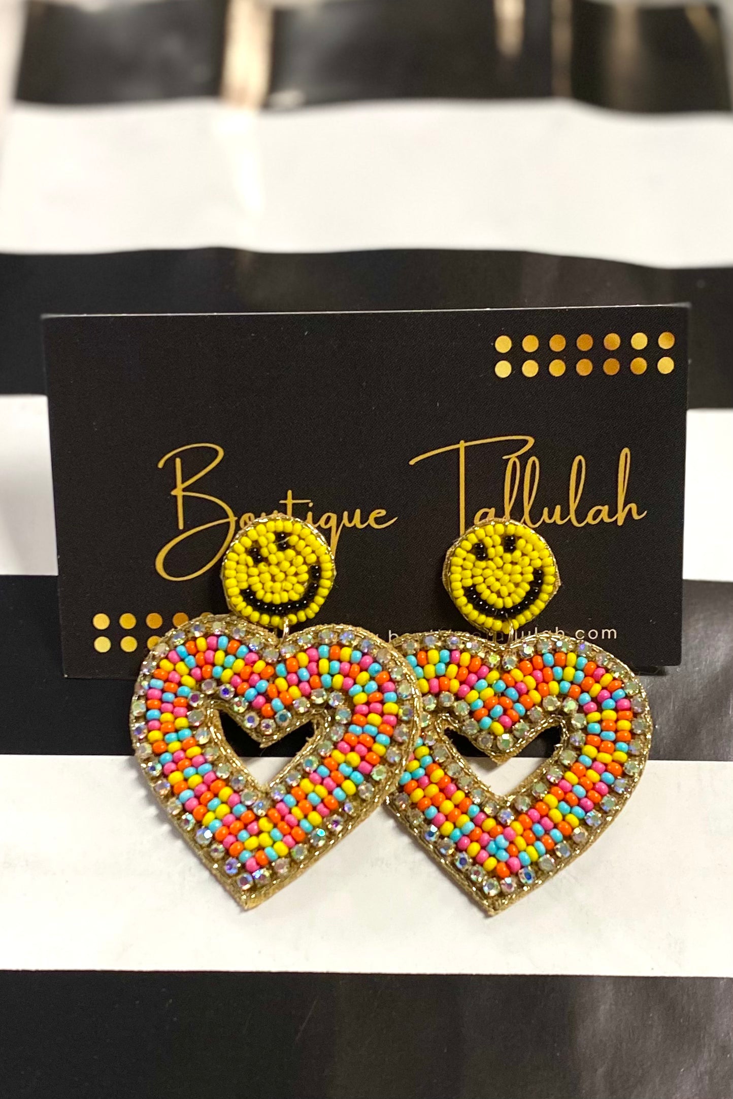 Multicolored Heart Smilie Face Earrings