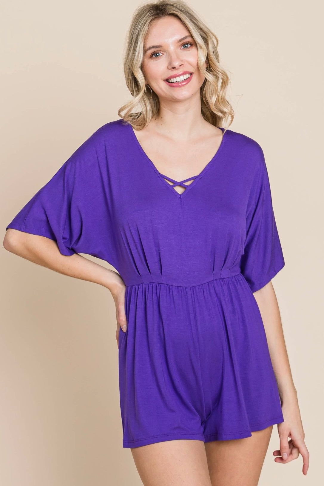 $15.50 SALE!  Purple Short Sleeve Romper