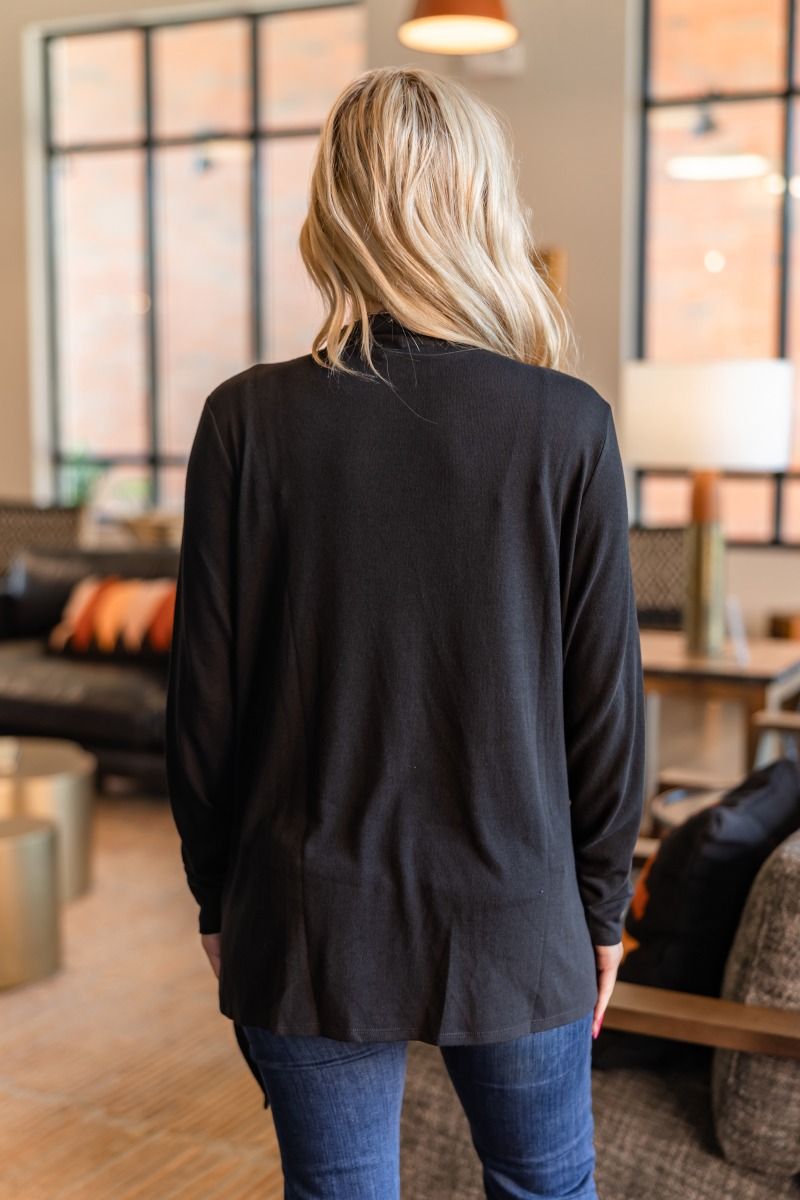 Andree Open Drape Cardigan in Black