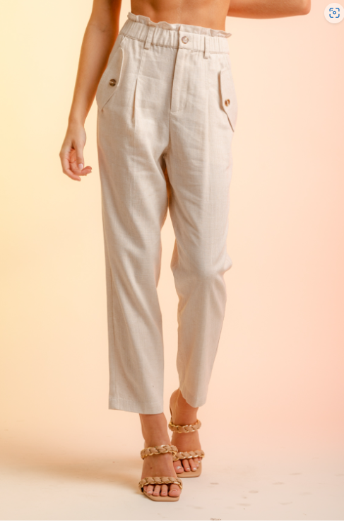 Oatmeal Linen Blend Pant