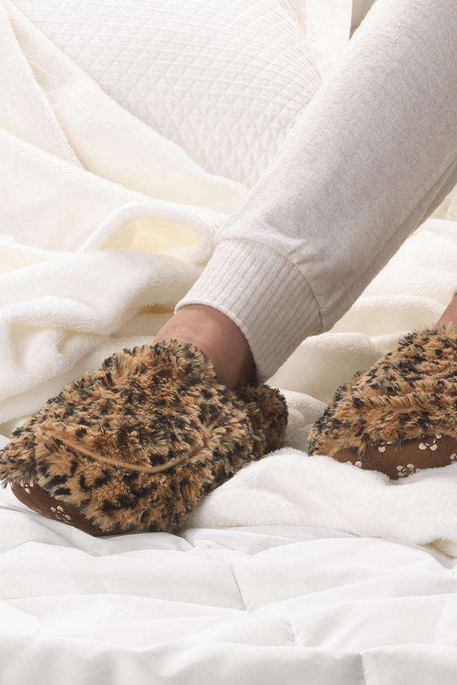 Warmies Soothing Heatable/Chillable Slippers- Tawny Leopard