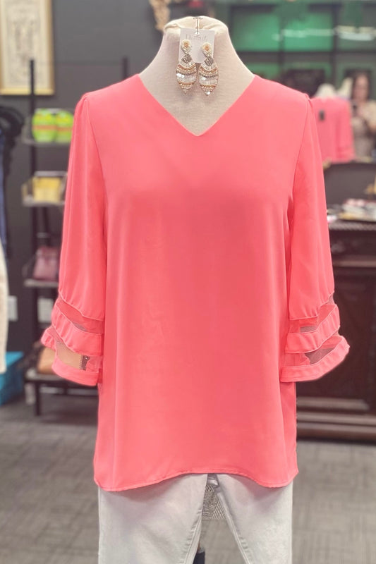 Neon Coral Pink Top