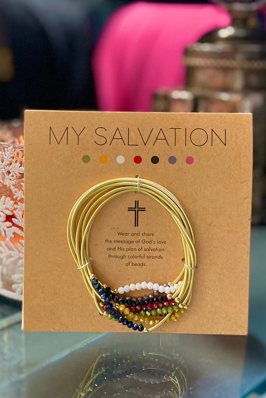 My Salvation Beaded Gold Stretch Bracelet