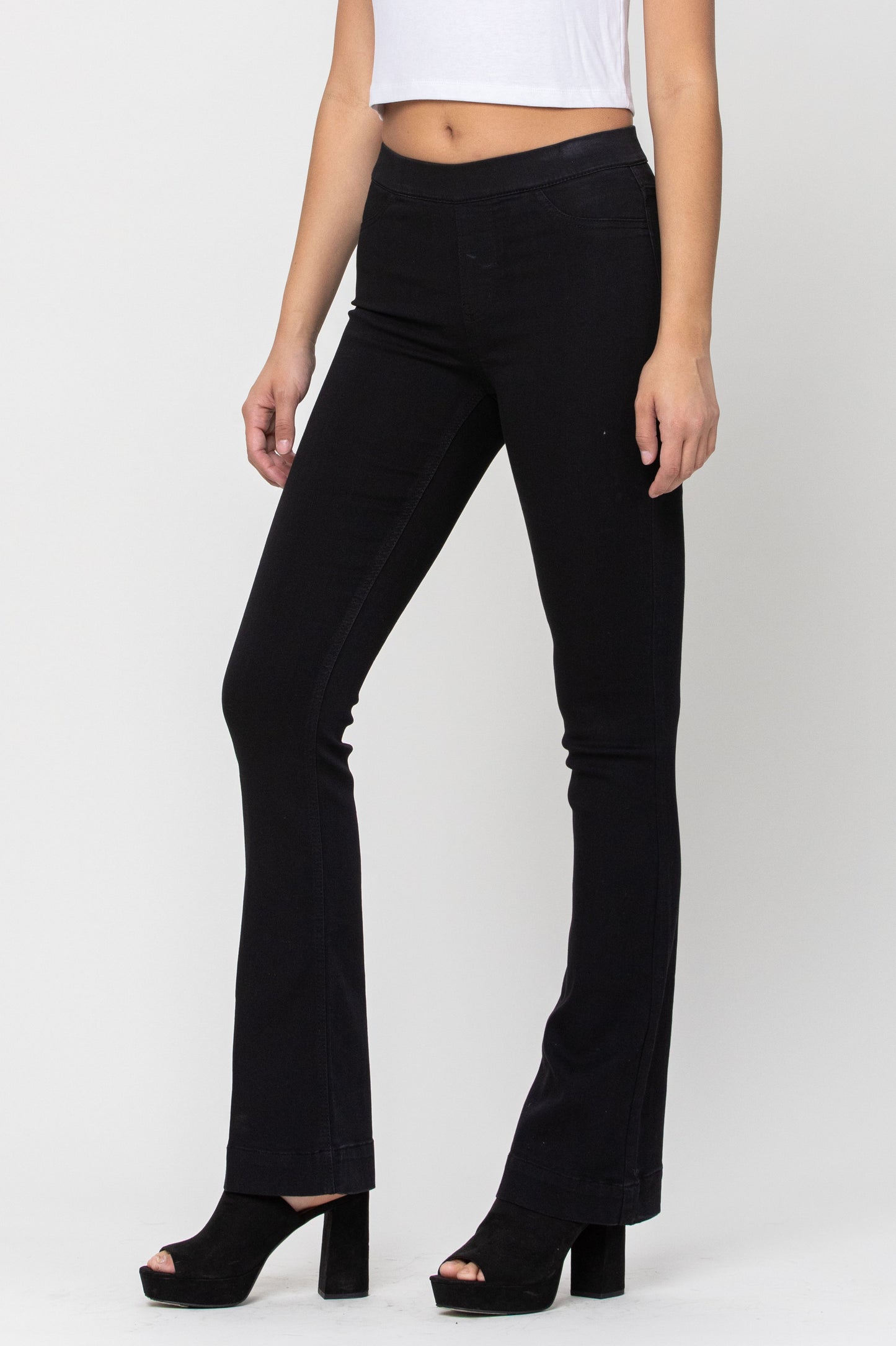 Cello Ultra Stretchy Black Wash Pull On Flare Jegging